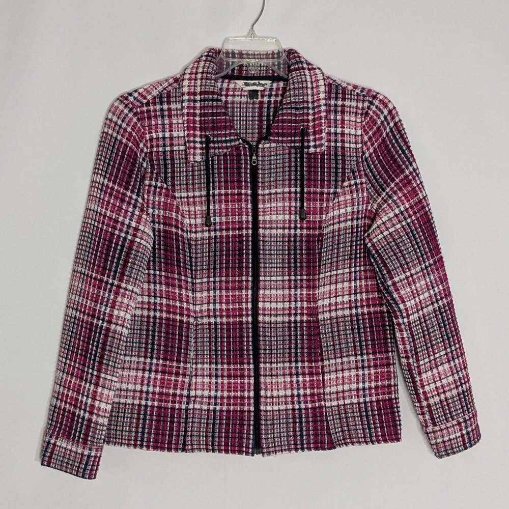 CHRISTOPHER & BANKS Purple/Black Tweed Long Sleeve Full Zip Career Jacket Size M